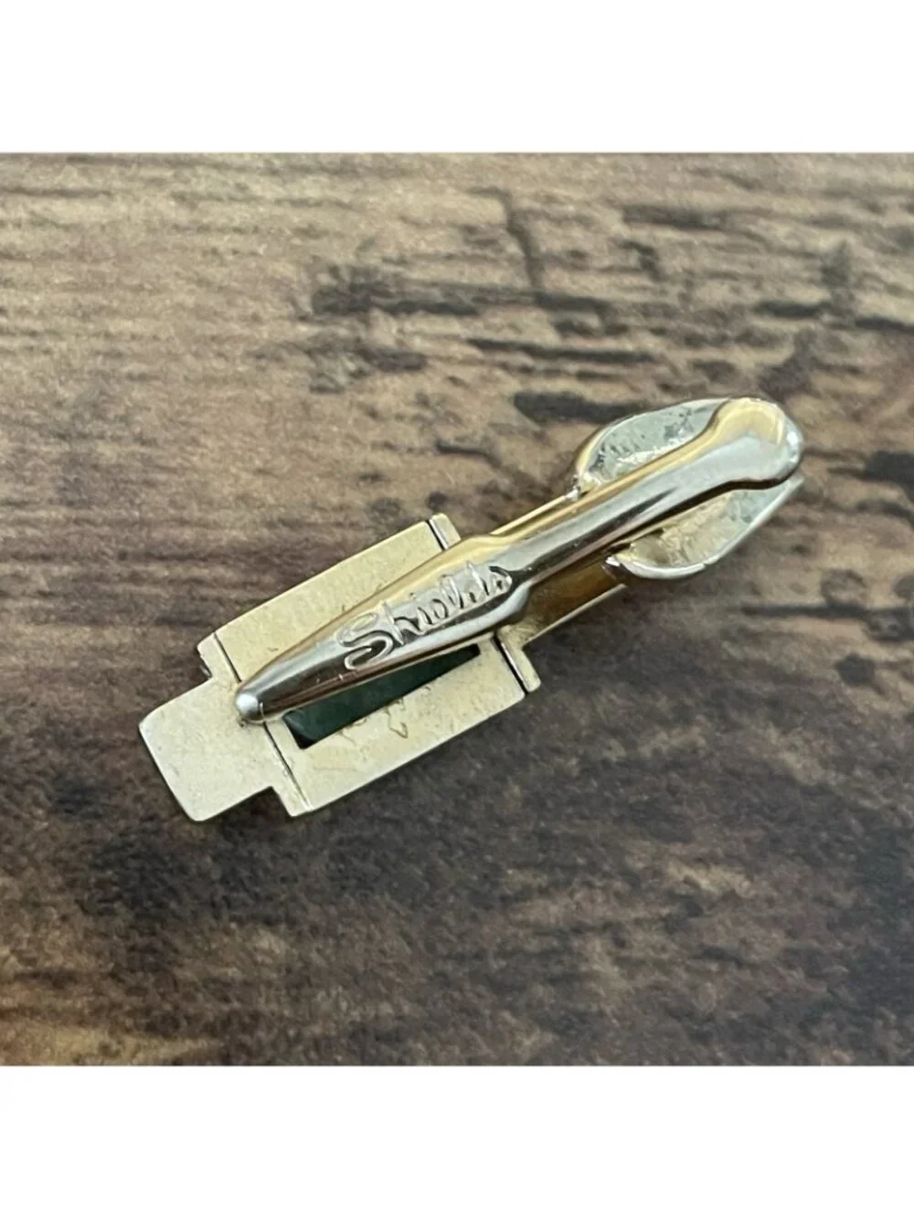 Vintage Shields Green Jade Gold Tone Cufflinks Tie Clip Set with Box Mid Century